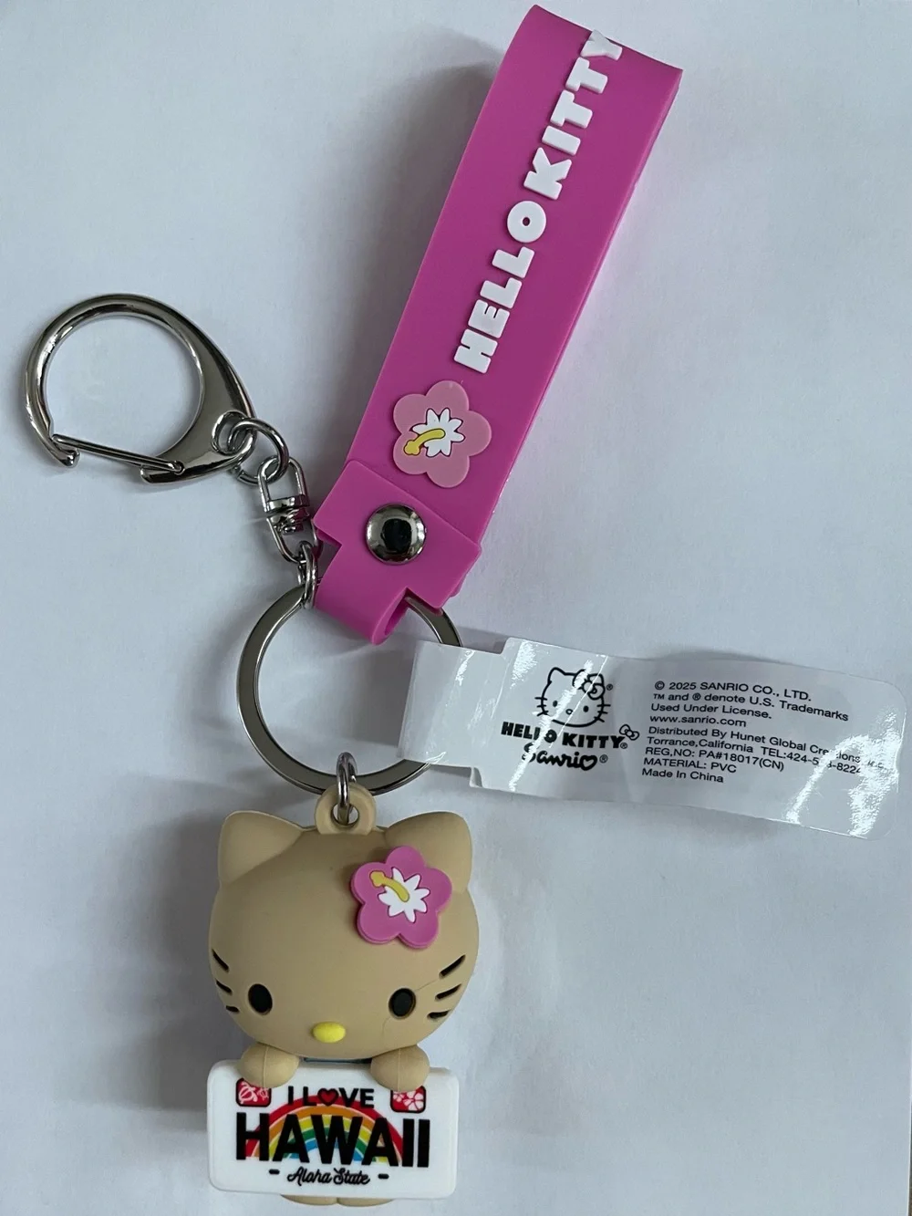 ABC Store Exclusive Hawaii Hello Kitty Pink Strap Keychain